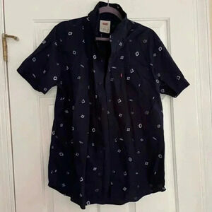XL Levi’s Mens Button down Navy Aztec Print Shirt
